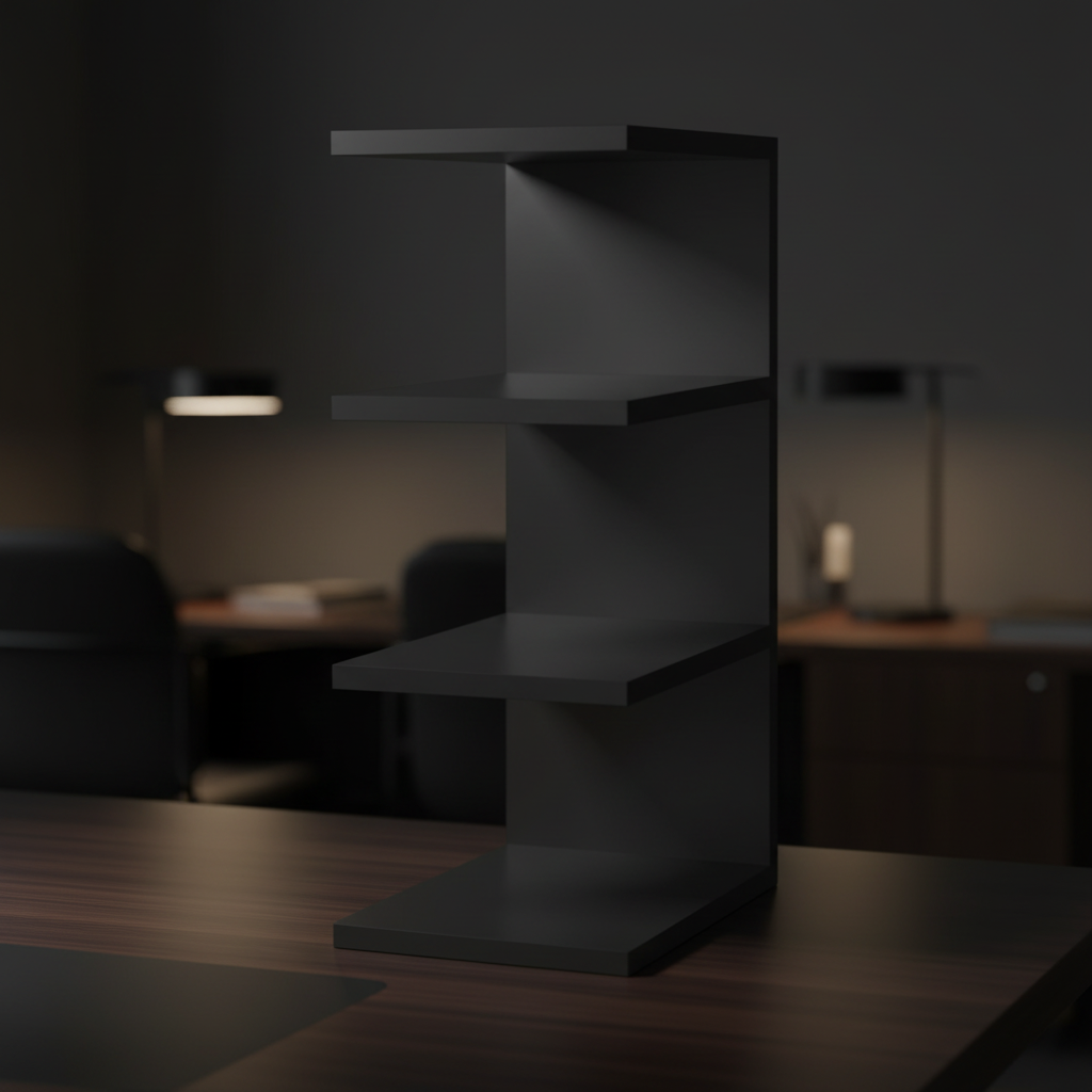 3-Tier Desk Bookshelf - Dark Office Setting
