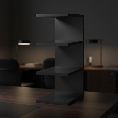 3-Tier Desk Bookshelf - Dark Office Setting