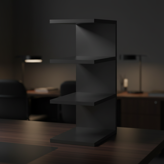 3-Tier Desk Bookshelf - Dark Office Setting