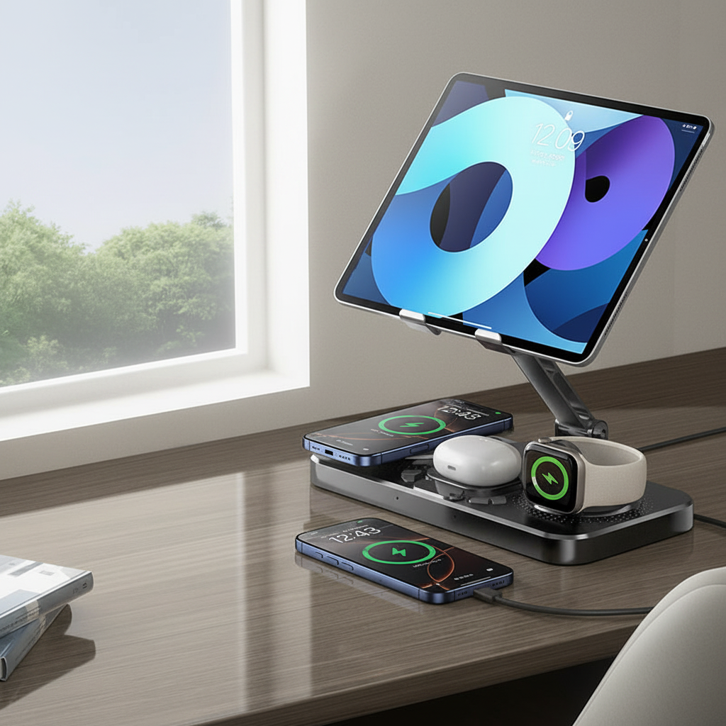 4-in-1 Charging Station – Dark Desk
