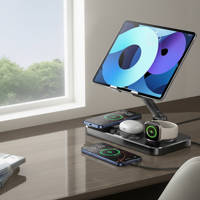 4-in-1 Charging Station – Dark Desk