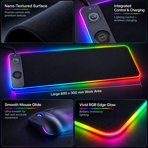 3-in-1 RGB Wireless Charging Desk Mat