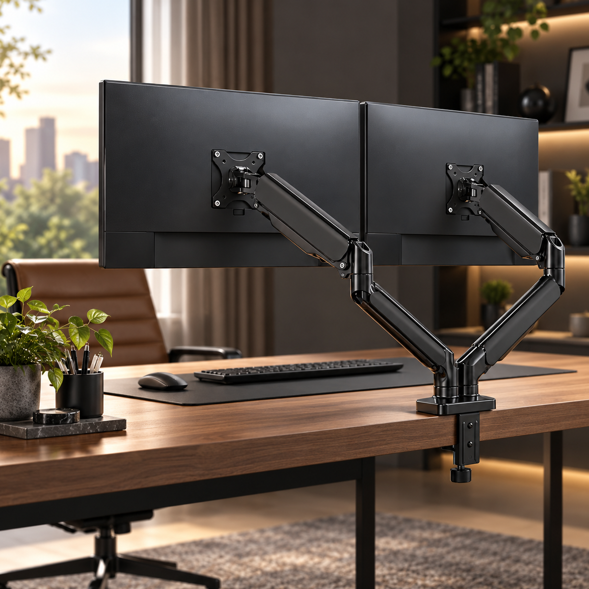 Premium Adjustable Dual Monitor Stand