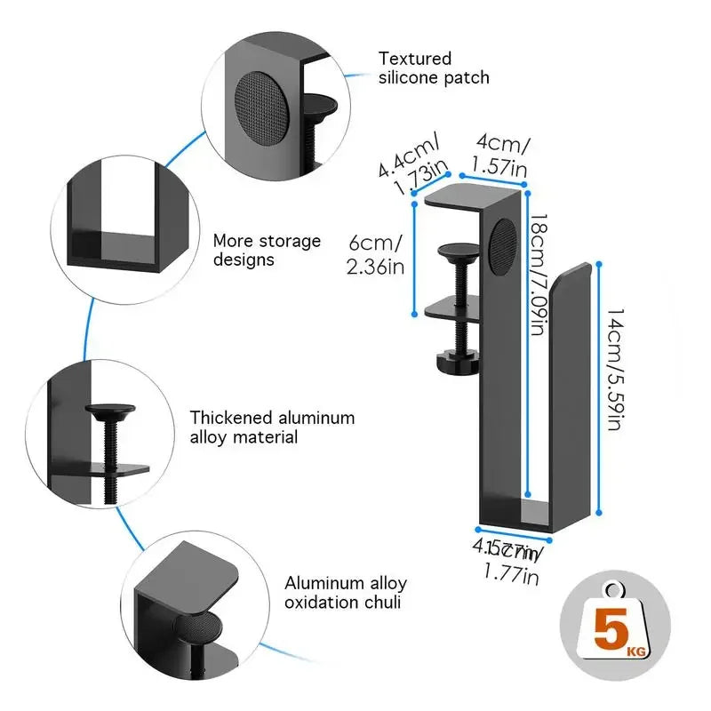 Clamp-On Desk Side Storage Shelf