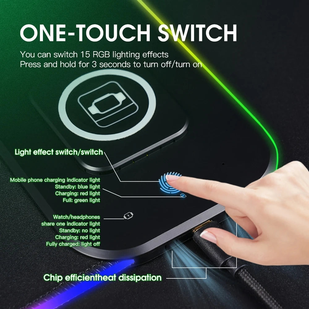 3-in-1 RGB Wireless Charging Desk Mat