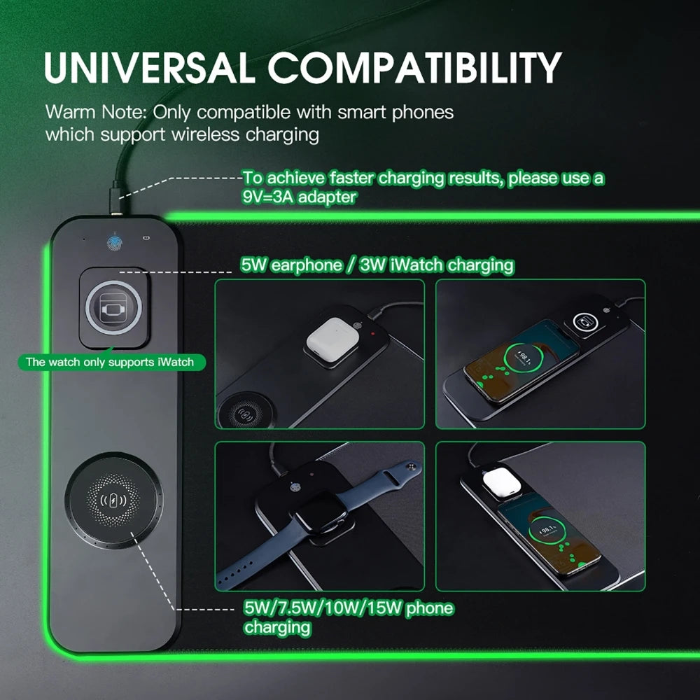 3-in-1 RGB Wireless Charging Desk Mat