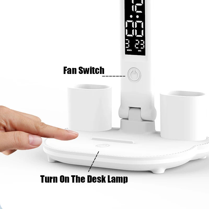 3-in-1 Desk Lamp with Fan, Temp & Time