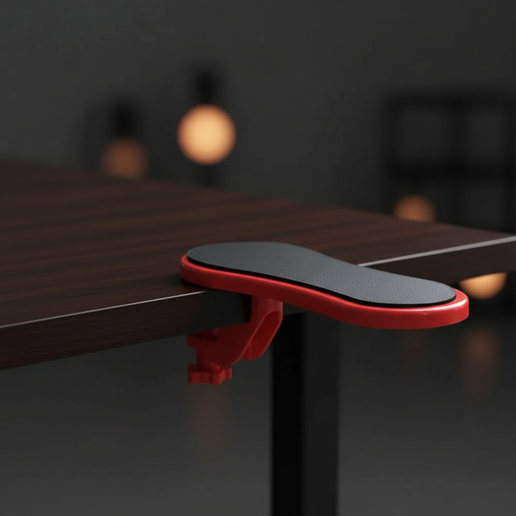 Attachable Desk Armrest Pad - Clamped to Desk Edge
