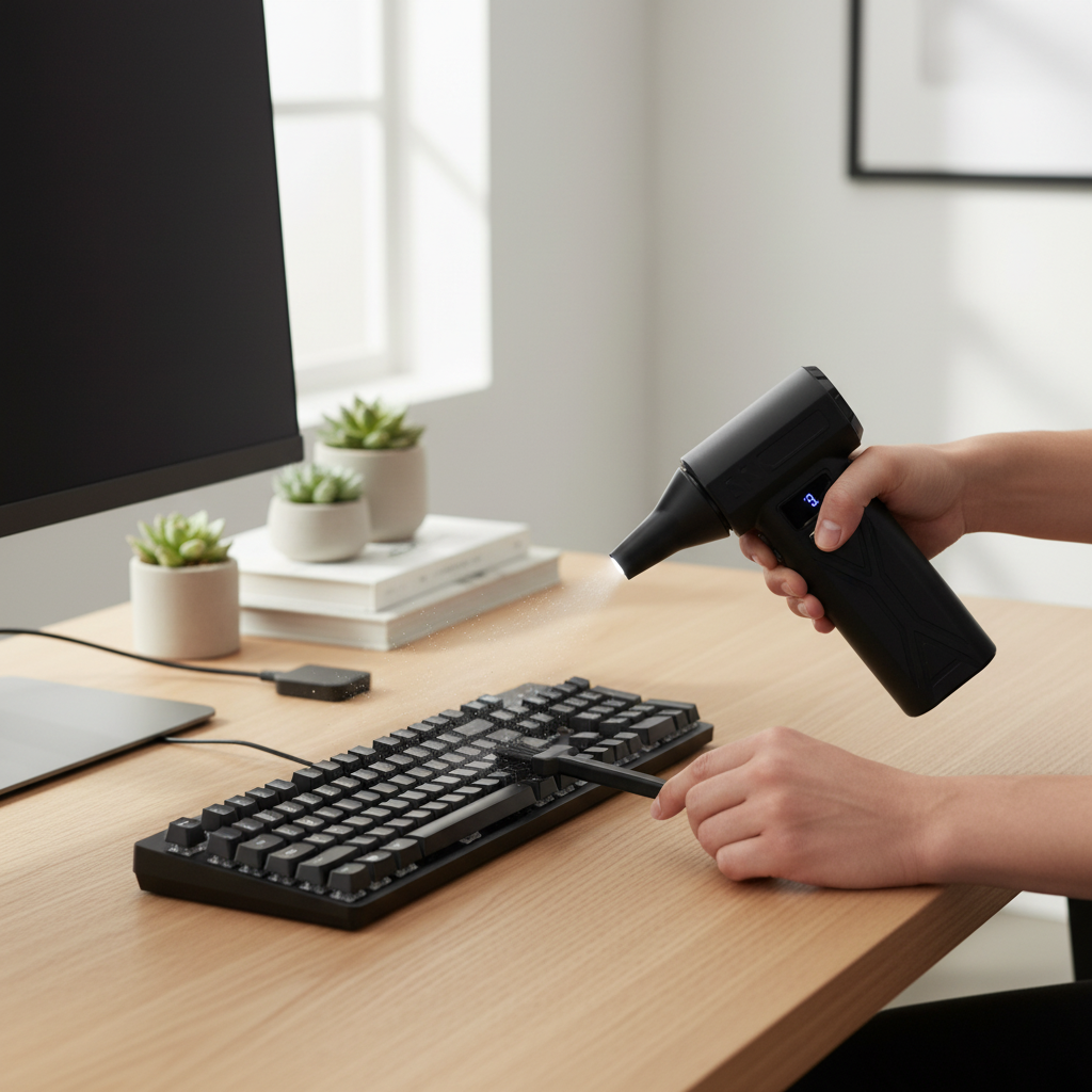 Cordless Turbo Air Blower with LED Light, 4-Speed Control